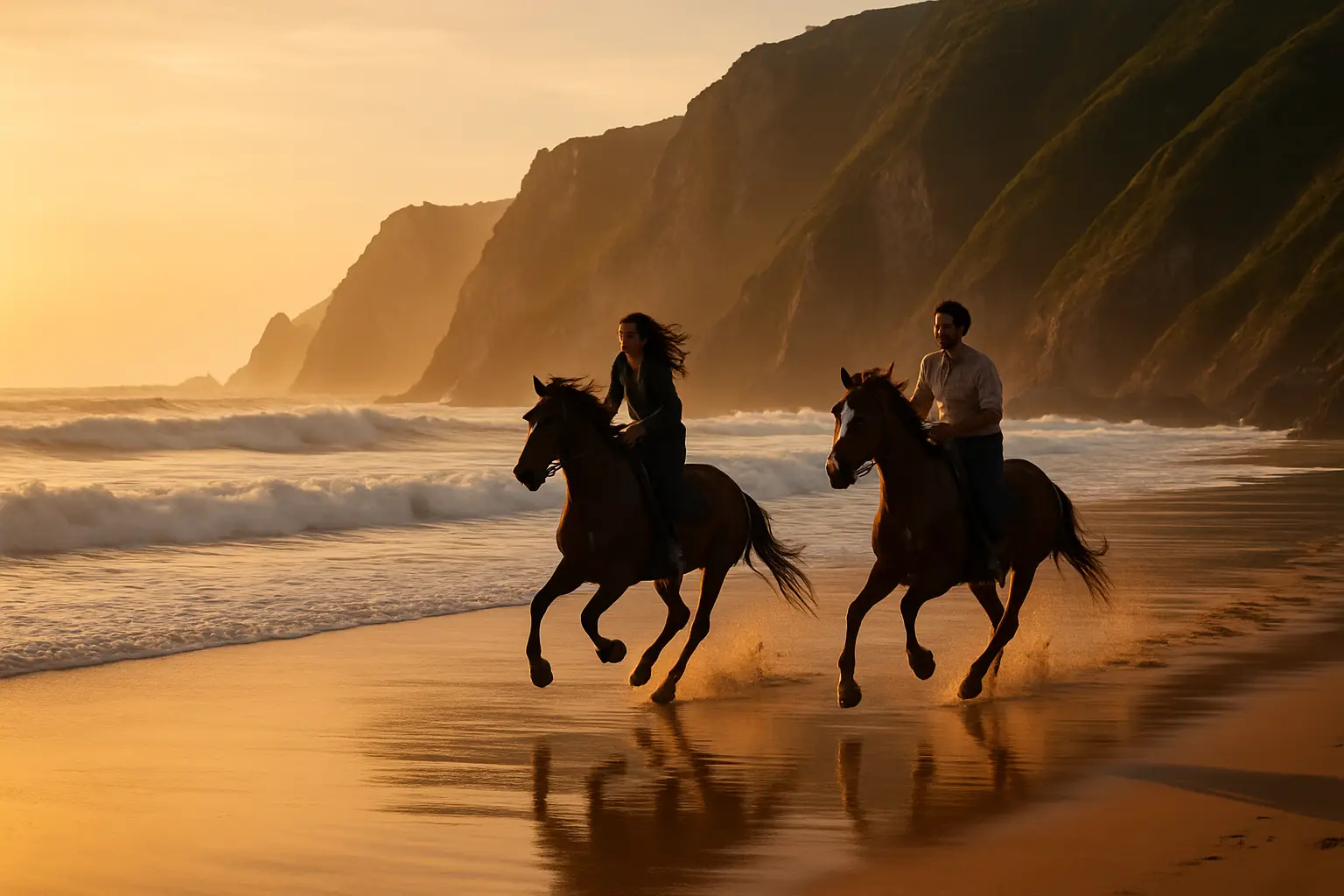 Paardrijden op het strand bij Sintra